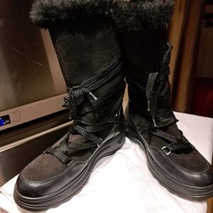 Geox Black Winter & Rain Boots with Fur Trim
